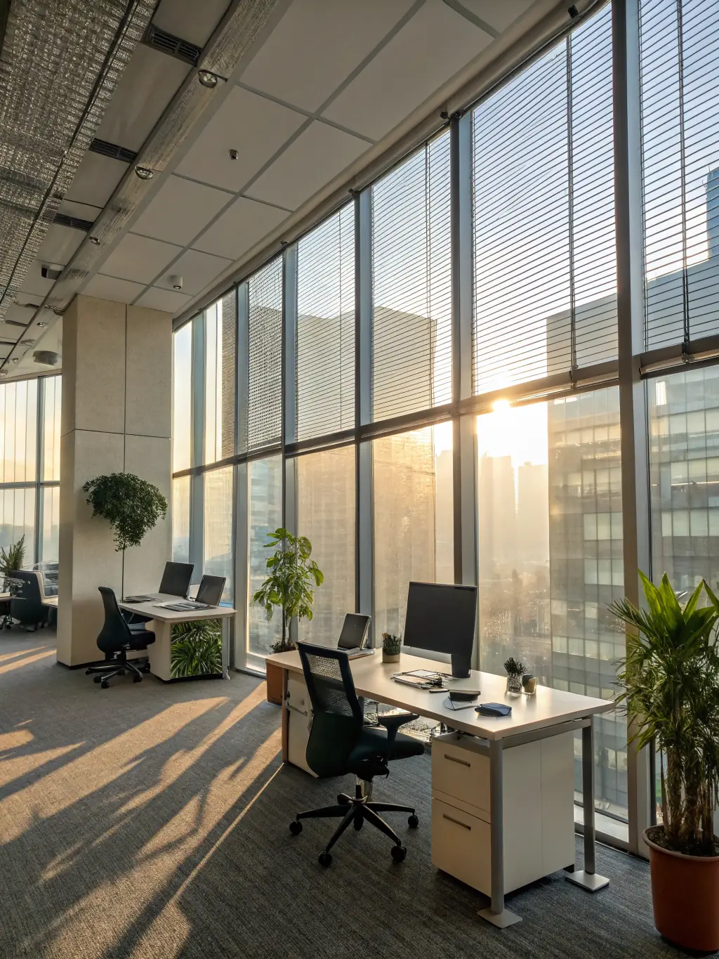 A clean and organized office space reflecting the professionalism of our commercial cleaning service, highlighting productivity and hygiene.