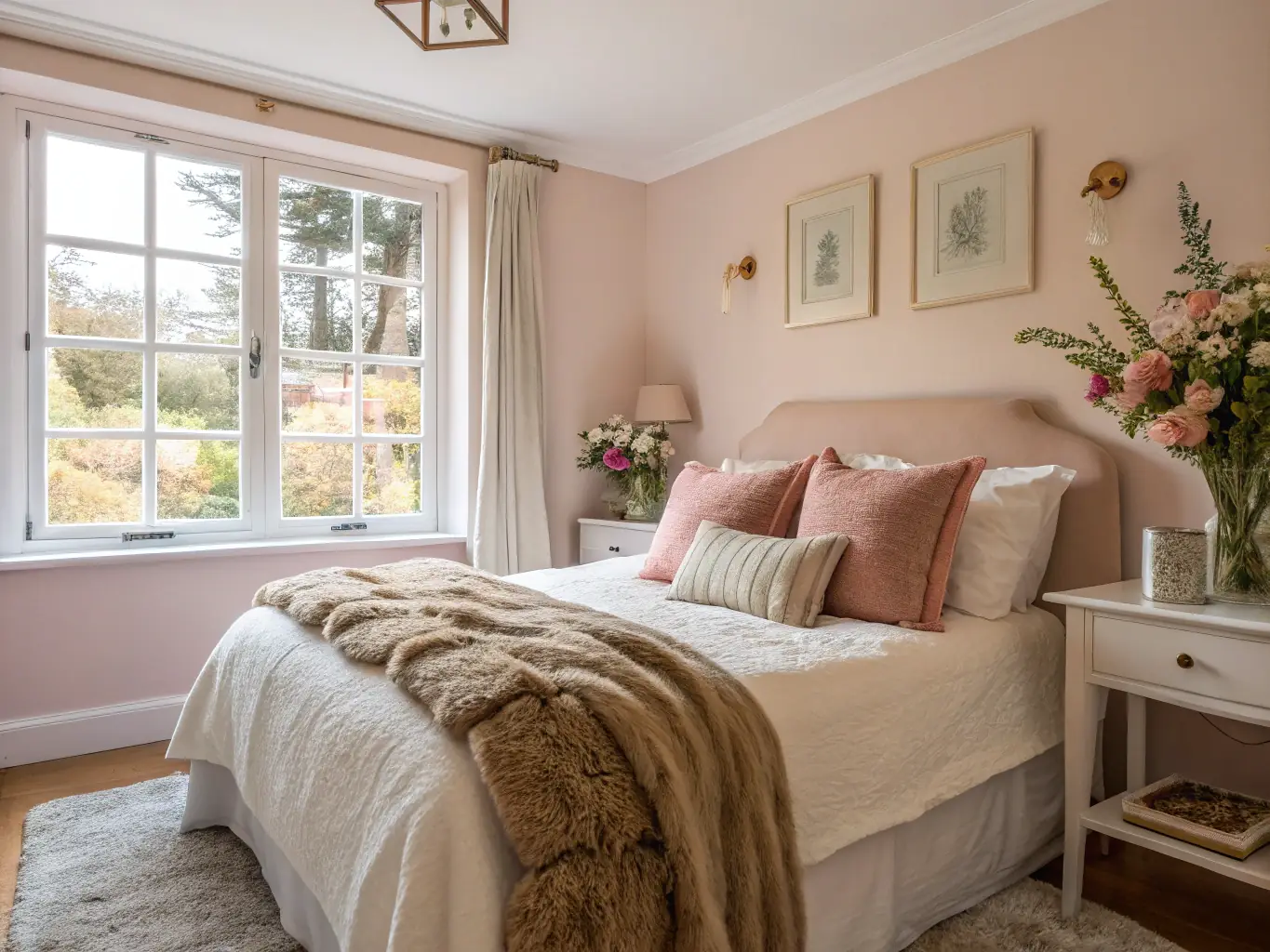 A cozy bedroom with neatly made bed, organized shelves, and a clean window, illustrating the comfort and peace of mind that comes with a regularly cleaned home.